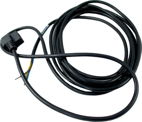 Schwarzes Kabel mit Molexstecker, das für Pumpen verwendet wird. Es ist von der Marke Wolf und hat einen Stecker sowie freiliegende Drähte in verschiedenen Farben.